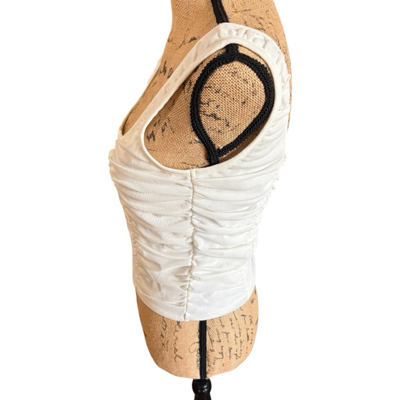 Shinestar White Ruched Tank Top Size L - Picture 5 of 7